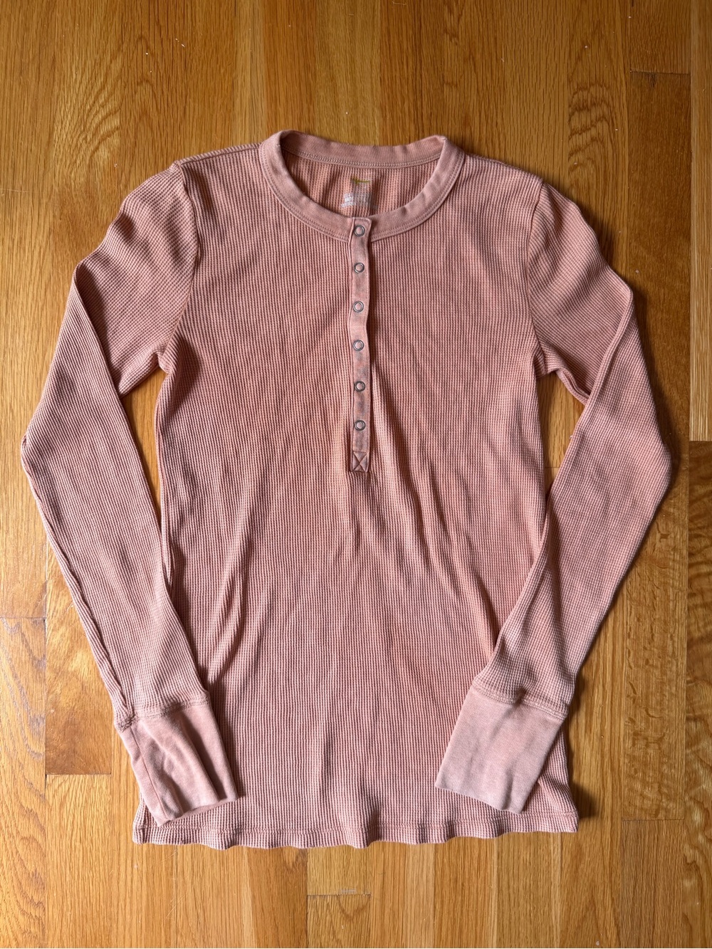 Aerie Dusty Rose Ribbed Henley Long Sleeve Top – Size Small